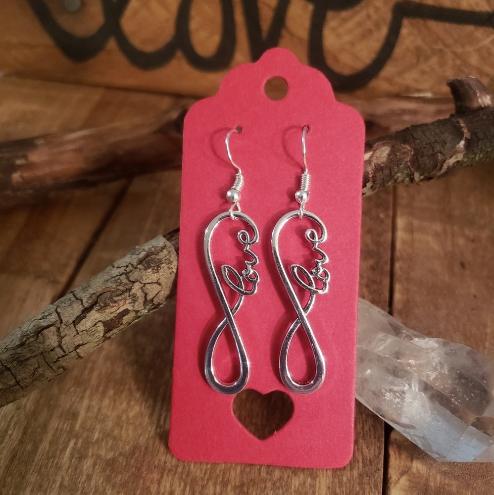 Silver Infinity & LOVE Knot earrings Gift idea for Mom Wife Partner Mother Aunt